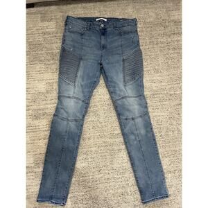 PacSun Men's Stacked Skinny Moto Biker Jeans Light Wash Size 36x32 Distressed